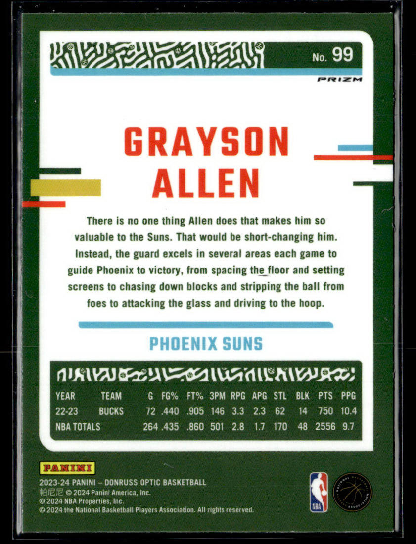 2023-24 Donruss Optic #99 Grayson Allen Blue Velocity  Krazy King Collectibles LLC   