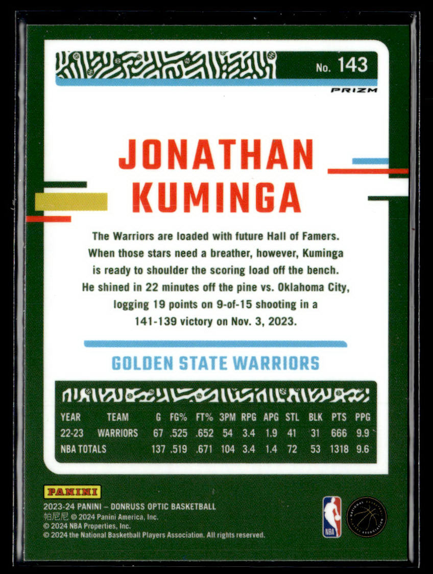 2023-24 Donruss Optic #143 Jonathan Kuminga Blue Velocity  Krazy King Collectibles LLC   