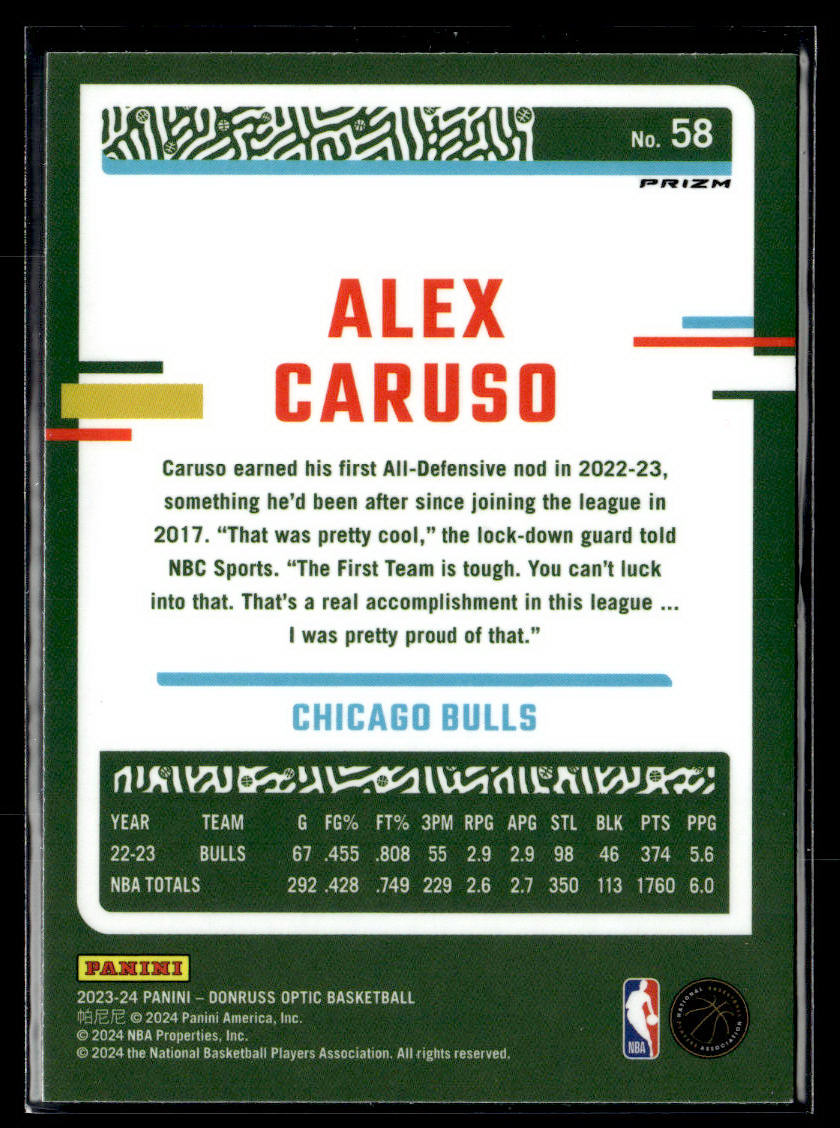 2023-24 Donruss Optic #58 Alex Caruso Blue Velocity  Krazy King Collectibles LLC   