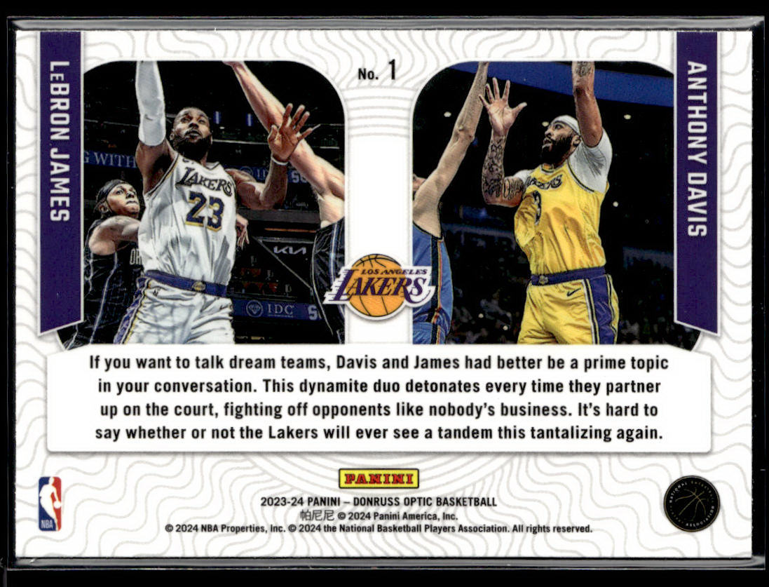 2023-24 Donruss Optic #1 Anthony Davis / LeBron James Optical Illusions  Krazy King Collectibles LLC   