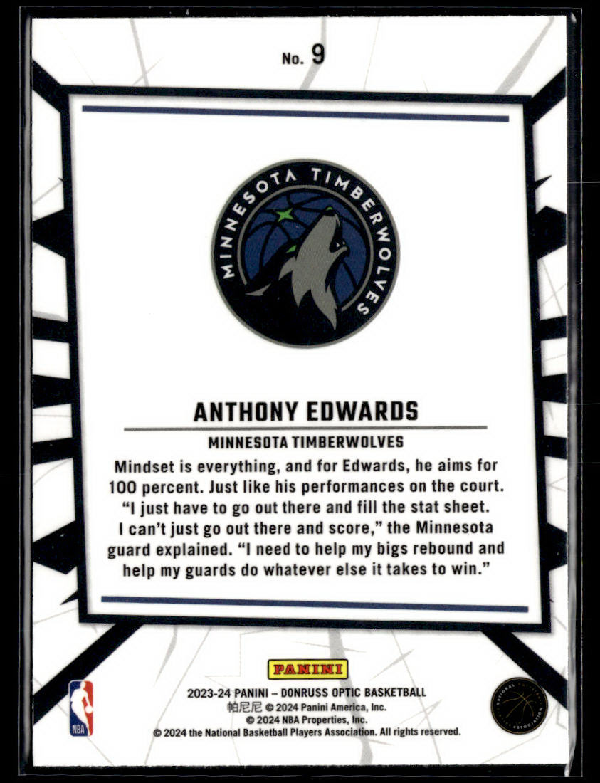 2023-24 Donruss Optic #9 Anthony Edwards My House  Krazy King Collectibles LLC   