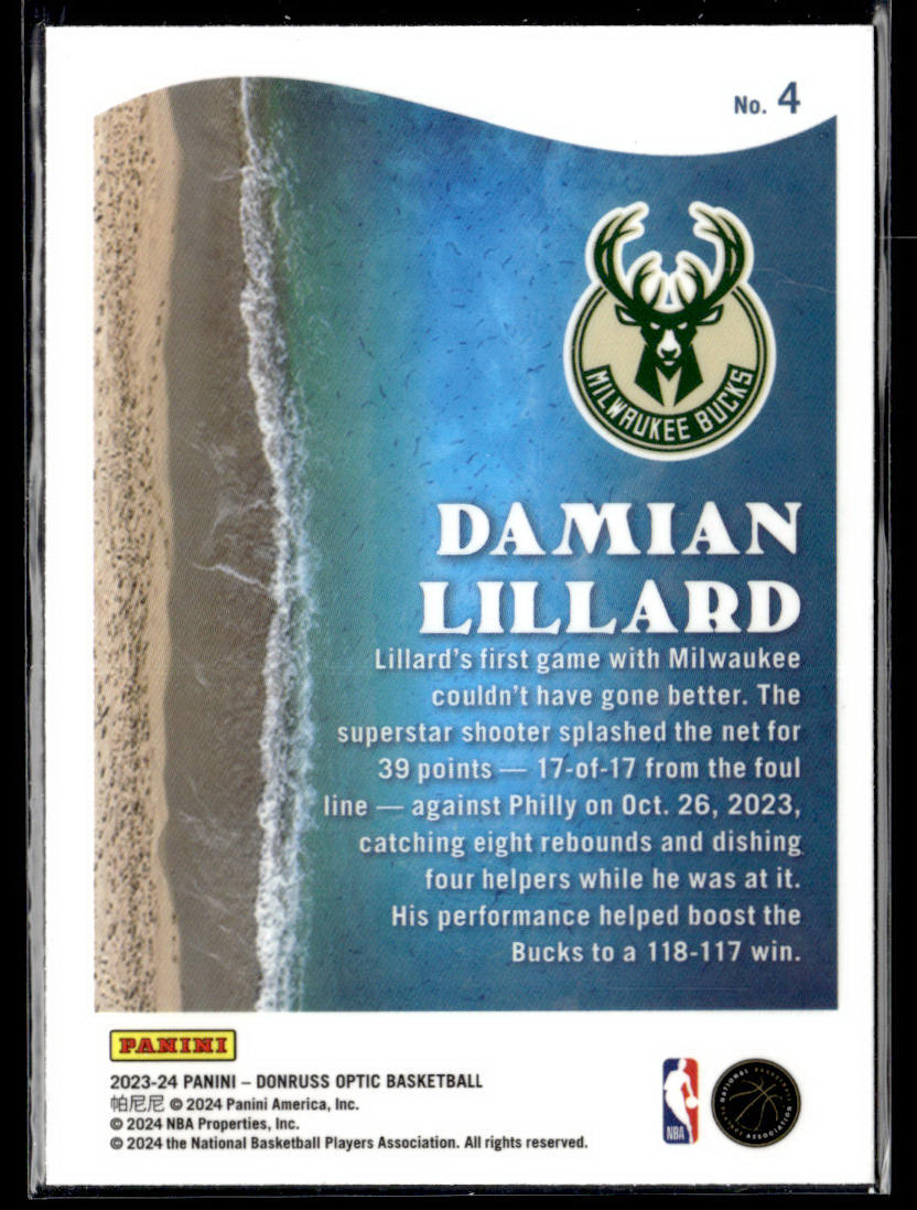 2023-24 Donruss Optic #4 Damian Lillard Splash  Krazy King Collectibles LLC   