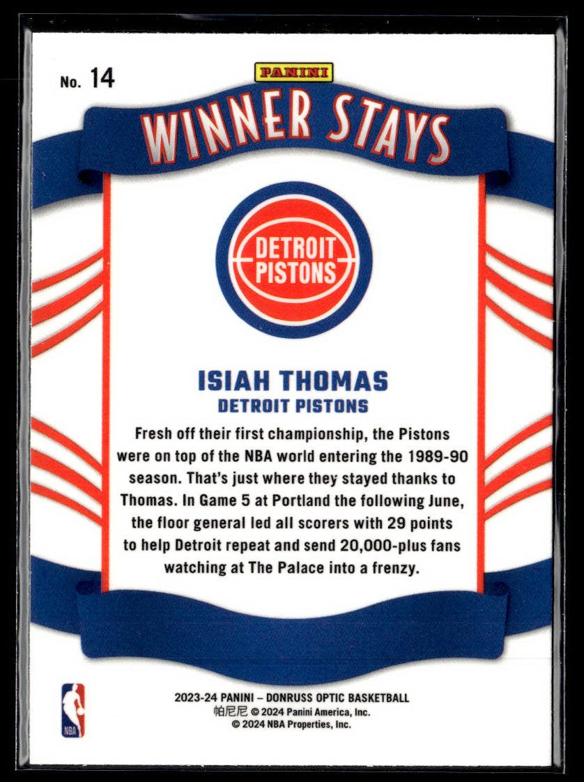 2023-24 Donruss Optic #14 Isiah Thomas Winner Stays  Krazy King Collectibles LLC   