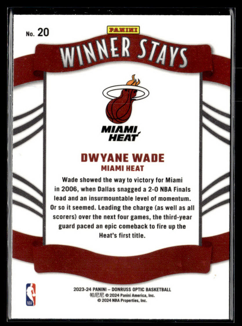 2023-24 Donruss Optic #20 Dwyane Wade Winner Stays  Krazy King Collectibles LLC   