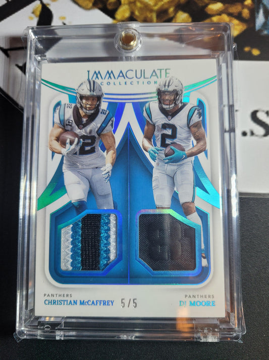 2022 Immaculate Christian McCaffrey / DJ Moore Laundry Tag 5/5  Krazy King Collectibles LLC   