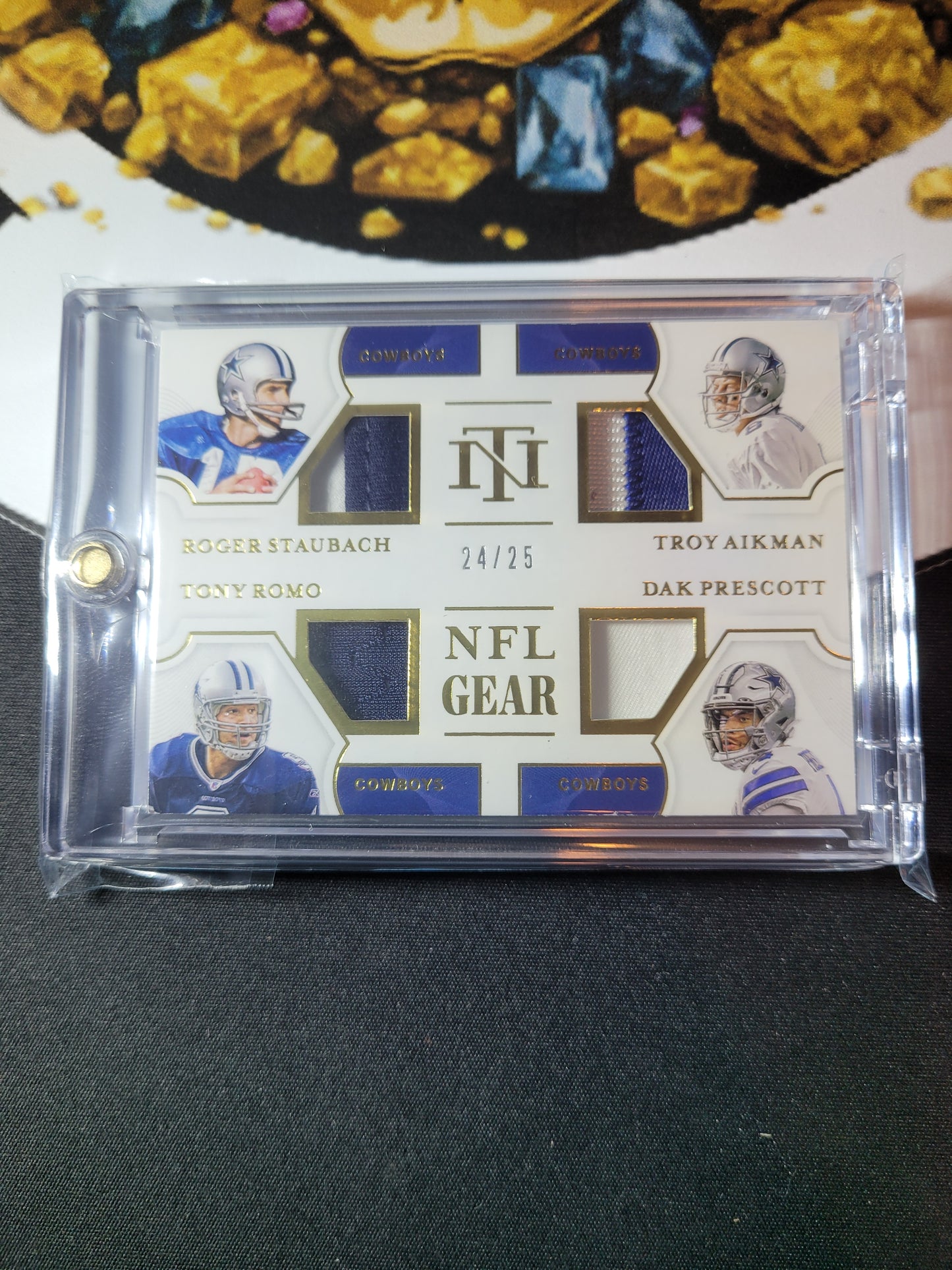 2020 National Treasures Cowboys NFL Gear Staubach / Aikman / Romo / Prescott #24/25  Krazy King Collectibles LLC   