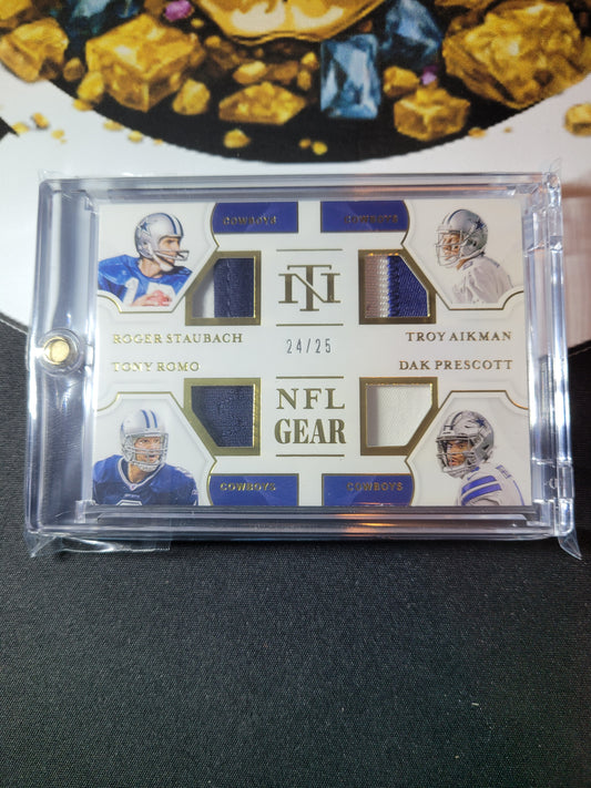 2020 National Treasures Cowboys NFL Gear Staubach / Aikman / Romo / Prescott #24/25  Krazy King Collectibles LLC   